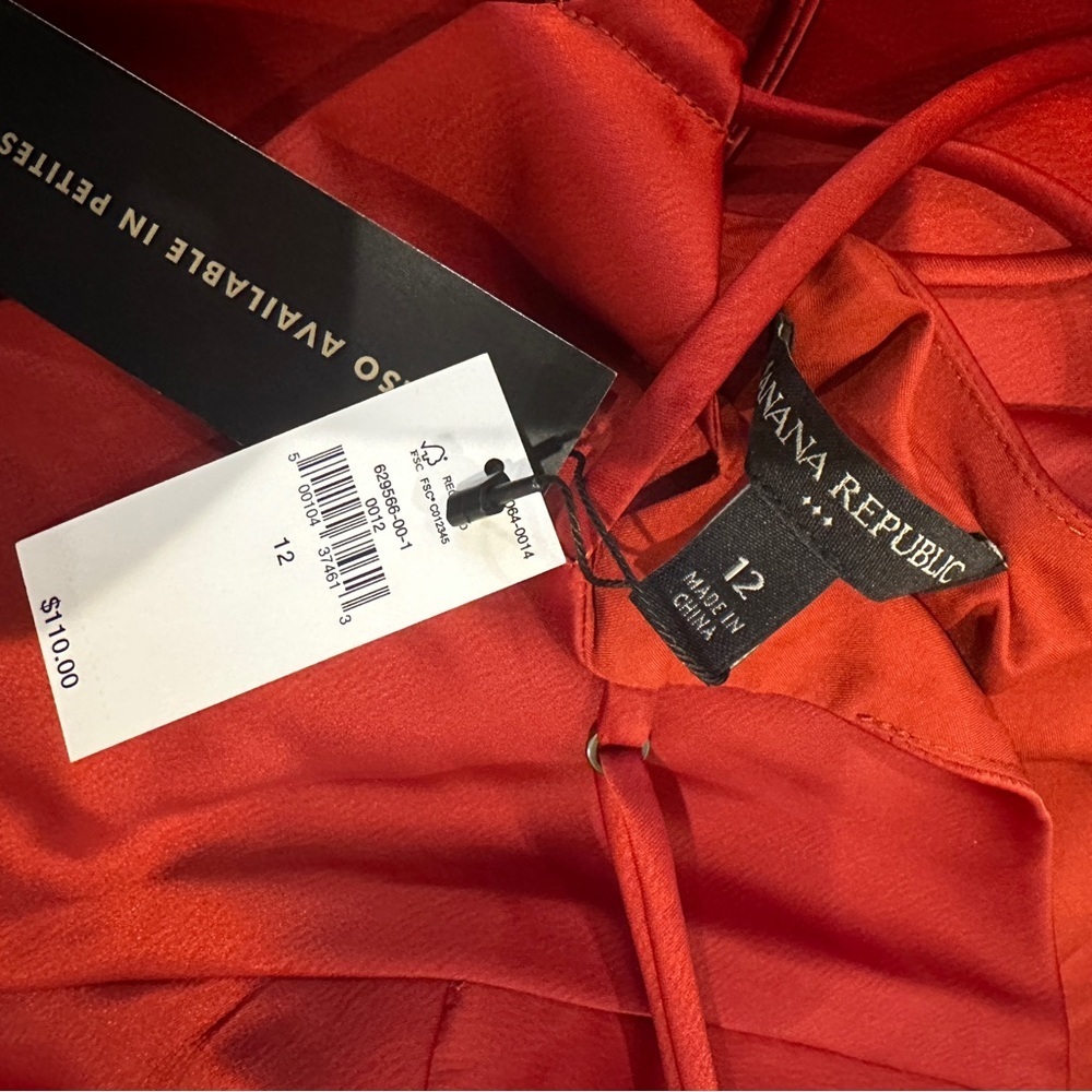 NWT Banana Republic Red Satin Slip Dress Thin Strap Cutout Size 12 Large - Picture 11 of 11